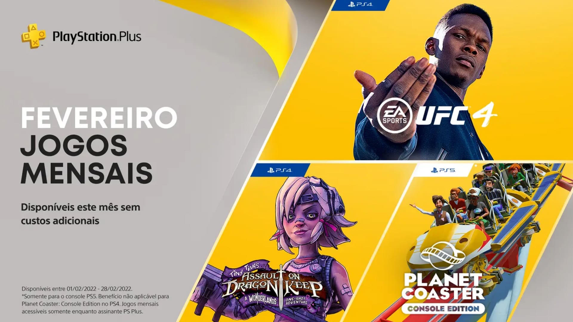 PS Plus: Planet Coaster: Console Edition, EA Sports UFC 4 e Tiny